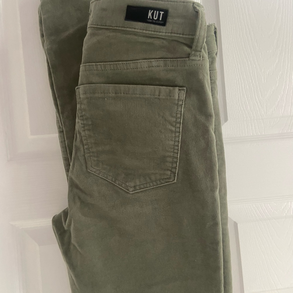 Kut from the Kloth Olive Corduroy Straight-Leg Pants